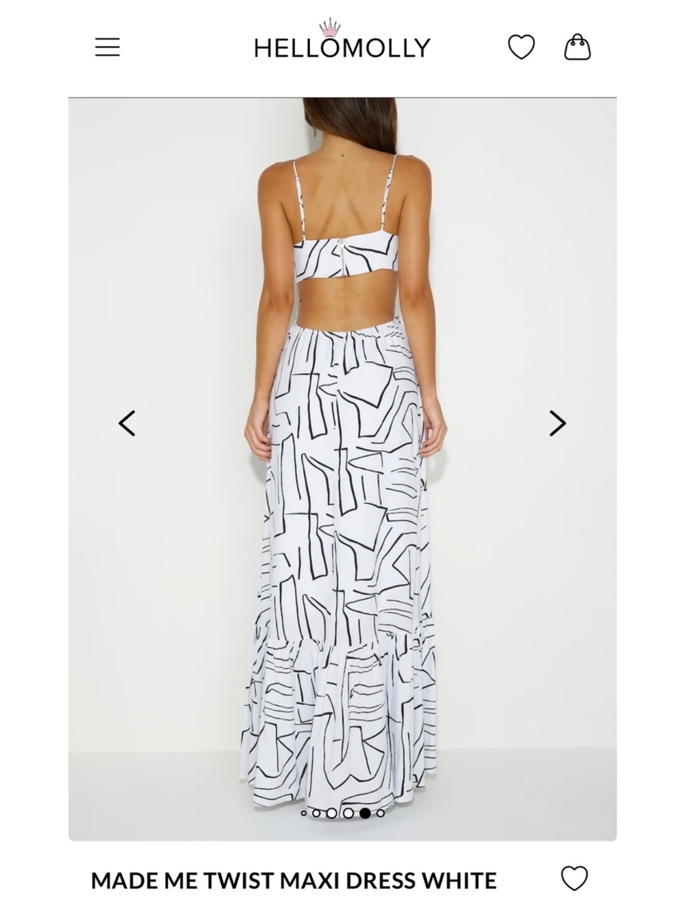 Hello Molly Made Me Twist Maxi Dress White Abstract Side Cutout Size S US 4 - Picture 3 of 9